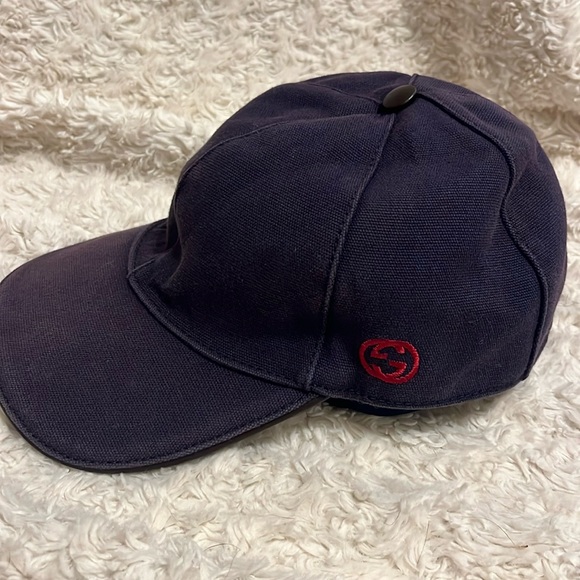 Authentic Gucci GG Baseball Hat in Navy Blue unisex! Sz M - Picture 1 of 9